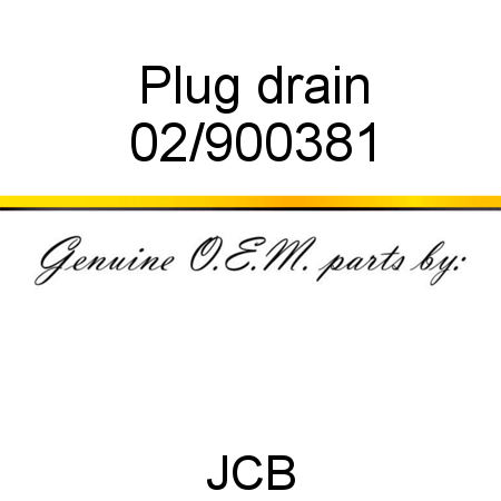 Plug, drain 02/900381