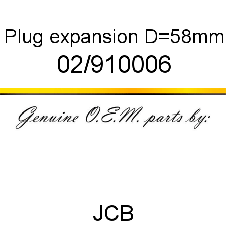Plug, expansion, D=58mm 02/910006