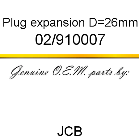 Plug, expansion, D=26mm 02/910007