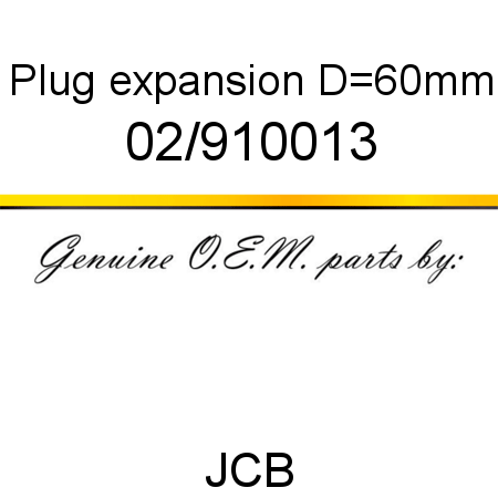 Plug, expansion, D=60mm 02/910013