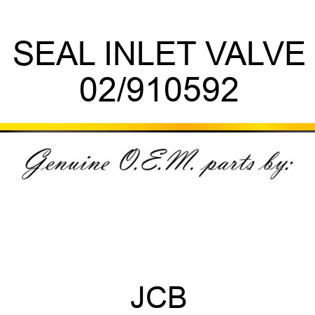 SEAL INLET VALVE 02/910592