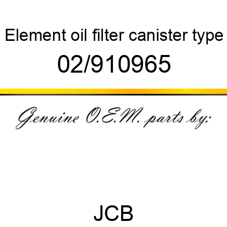 Element, oil filter, canister type 02/910965