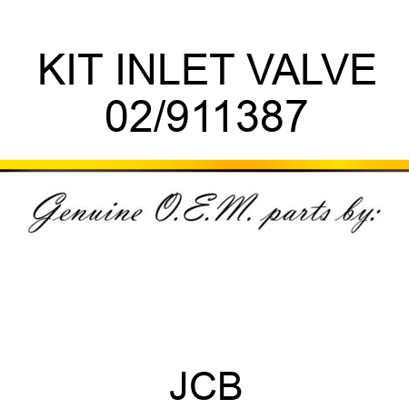 KIT, INLET VALVE 02/911387