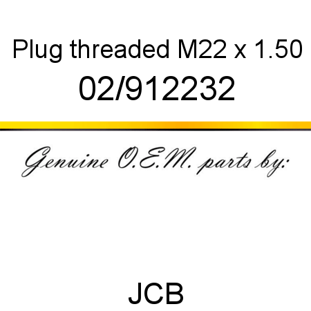 Plug, threaded, M22 x 1.50 02/912232