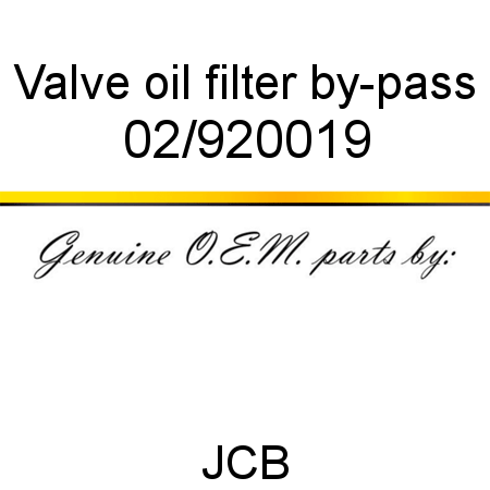 Valve, oil filter by-pass 02/920019