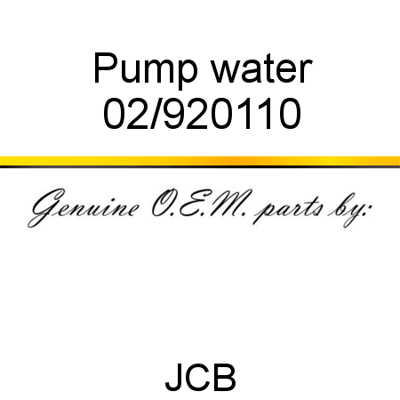 Pump, water 02/920110