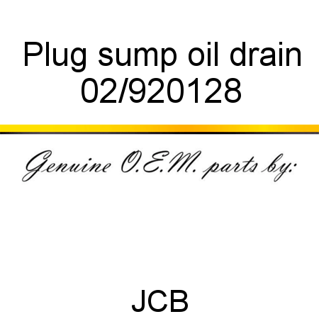 Plug, sump oil drain 02/920128