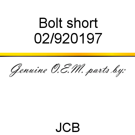Bolt, short 02/920197