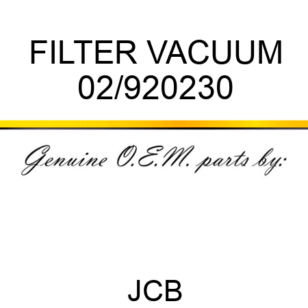 FILTER VACUUM 02/920230