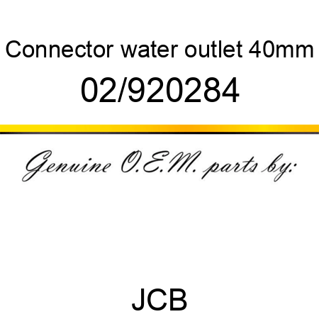 Connector, water outlet, 40mm 02/920284