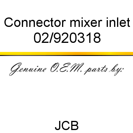Connector, mixer inlet 02/920318