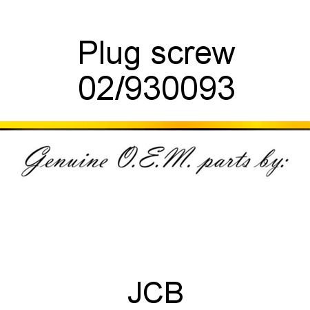 Plug, screw 02/930093