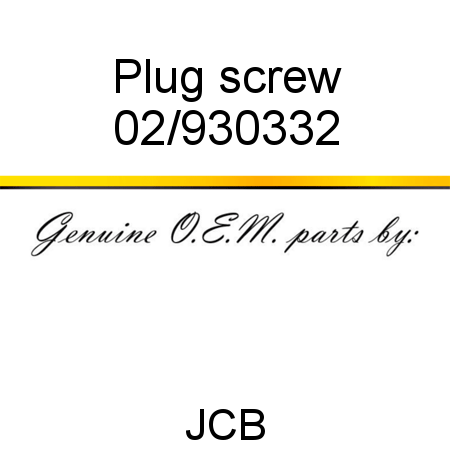 Plug, screw 02/930332