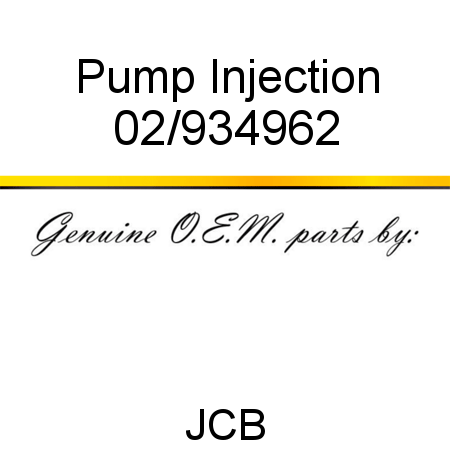 Pump, Injection 02/934962