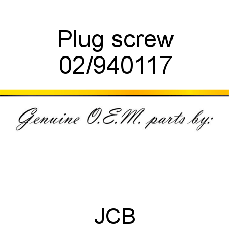 Plug, screw 02/940117