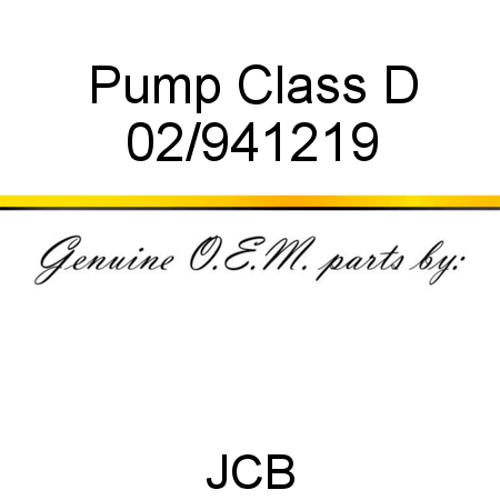 Pump, Class D 02/941219