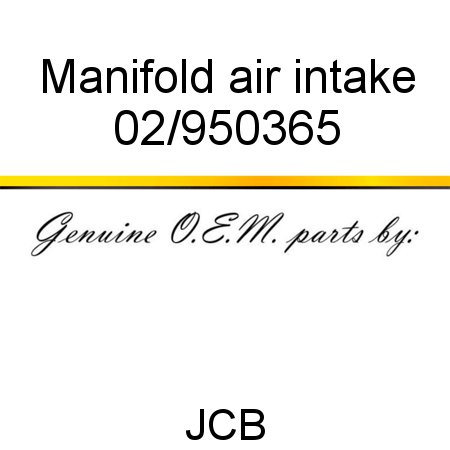 Manifold, air intake 02/950365