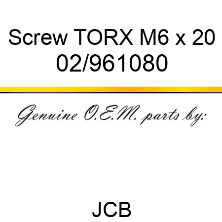 Screw TORX M6 x 20 02/961080