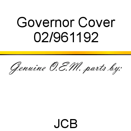 Governor, Cover 02/961192