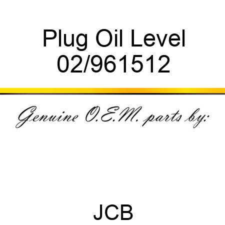 Plug Oil Level 02/961512