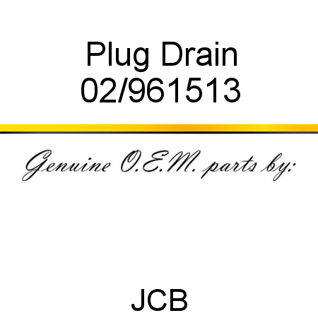 Plug, Drain 02/961513