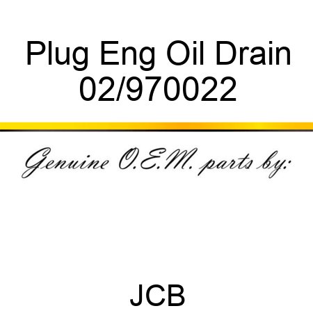 Plug Eng Oil Drain 02/970022