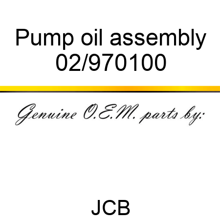 Pump oil, assembly 02/970100