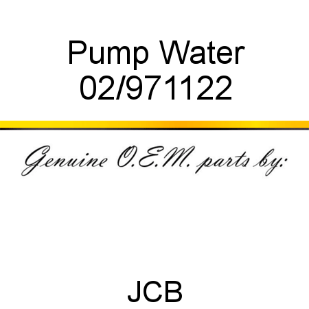 Pump, Water 02/971122