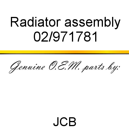 Radiator, assembly 02/971781