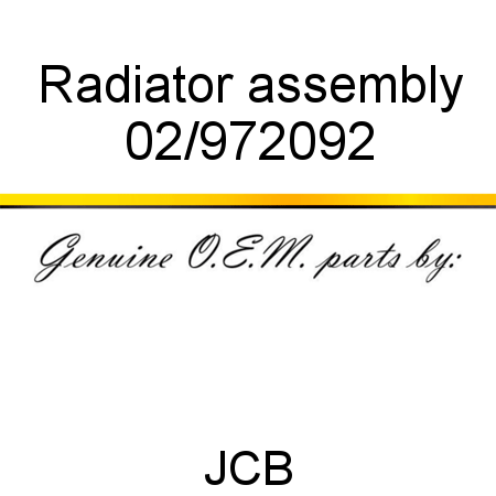 Radiator, assembly 02/972092