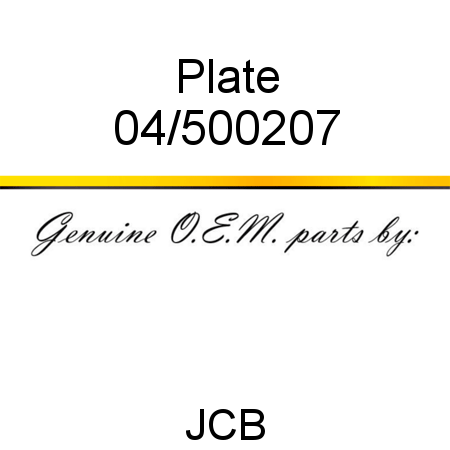 Plate 04/500207