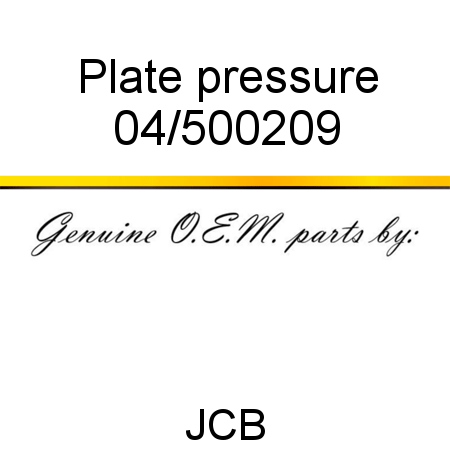 Plate, pressure 04/500209