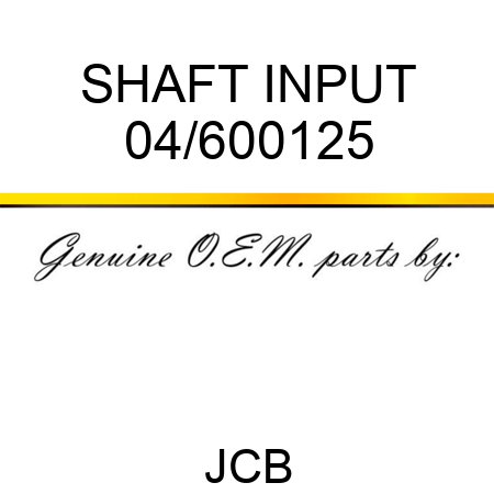 SHAFT, INPUT 04/600125