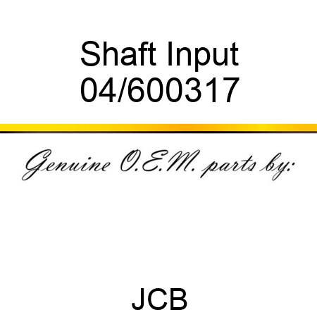 Shaft Input 04/600317