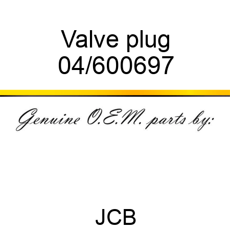 Valve plug 04/600697