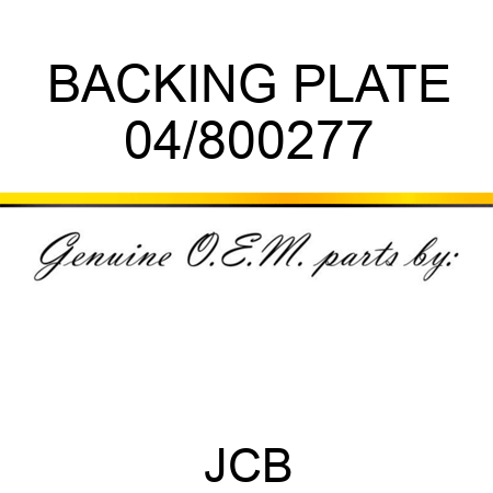 BACKING PLATE 04/800277