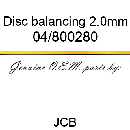 Disc, balancing 2.0mm 04/800280