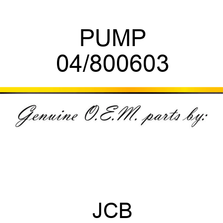 PUMP 04/800603