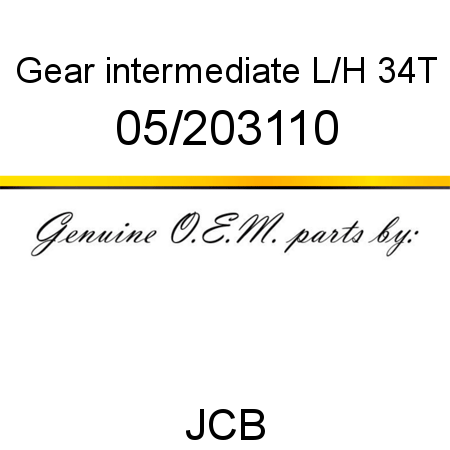 Gear, intermediate L/H 34T 05/203110