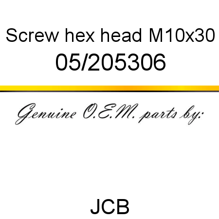 Screw, hex head M10x30 05/205306