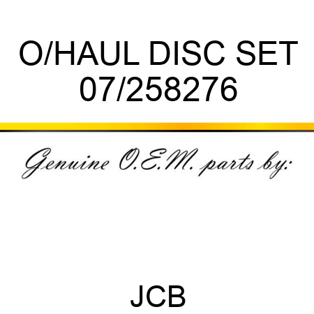 O/HAUL DISC SET 07/258276