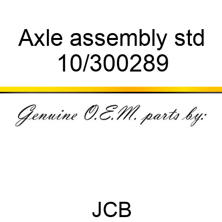 Axle assembly, std 10/300289