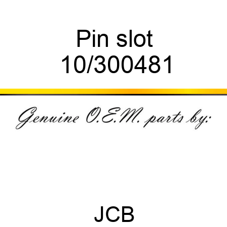 Pin slot 10/300481