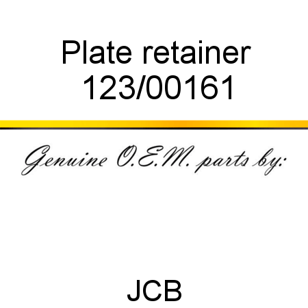 Plate, retainer 123/00161