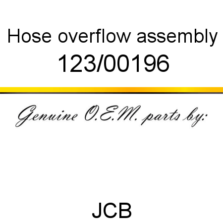 Hose, overflow assembly 123/00196