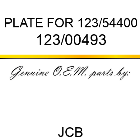 PLATE FOR 123/54400 123/00493