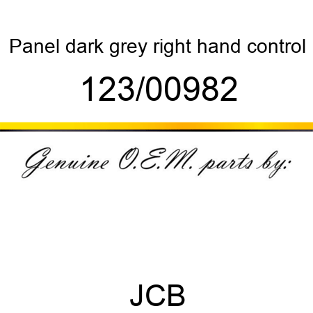 Panel, dark grey, right hand control 123/00982