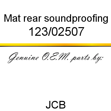 Mat, rear soundproofing 123/02507