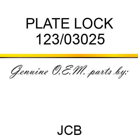 PLATE LOCK 123/03025