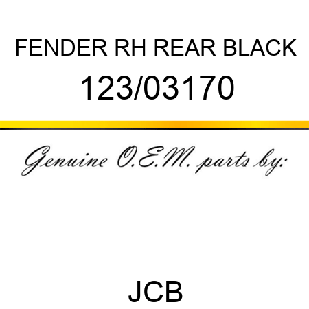 FENDER RH REAR BLACK 123/03170
